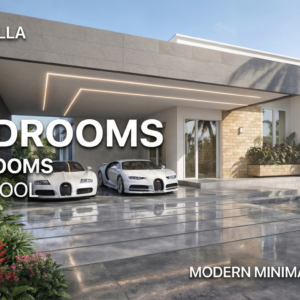 Modern minimalist 3 bedroom house with pool exterior design 27x14 meters