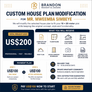 custom house plan modification for mr. mweemba simbeye – us$100 initial deposit