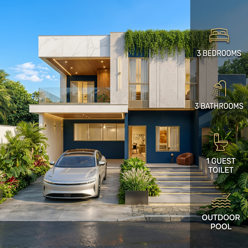 modern tropical residence with pool | 3 bedroom two story house design modern tropical residence with pool | 3 bedroom two story house design